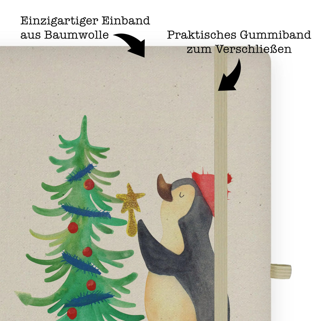 Baumwoll Notizbuch Pinguin Weihnachtsbaum Notizen, Eintragebuch, Tagebuch, Notizblock, Adressbuch, Journal, Kladde, Skizzenbuch, Notizheft, Schreibbuch, Schreibheft, Winter, Weihnachten, Weihnachtsdeko, Nikolaus, Advent, Heiligabend, Wintermotiv, Pinguin