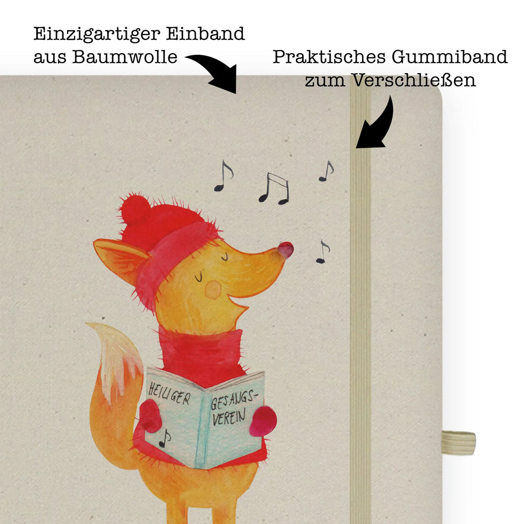 Baumwoll Notizbuch Fuchs Sänger Notizen, Eintragebuch, Tagebuch, Notizblock, Adressbuch, Journal, Kladde, Skizzenbuch, Notizheft, Schreibbuch, Schreibheft, Winter, Weihnachten, Weihnachtsdeko, Nikolaus, Advent, Heiligabend, Wintermotiv, Fuchs, Füchse, Sänger, Geschenk Sänger, Singen, Weihnachtslieder