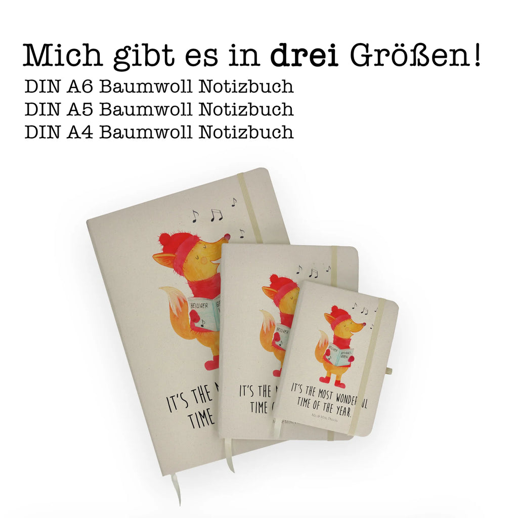 Baumwoll Notizbuch Fuchs Sänger Notizen, Eintragebuch, Tagebuch, Notizblock, Adressbuch, Journal, Kladde, Skizzenbuch, Notizheft, Schreibbuch, Schreibheft, Winter, Weihnachten, Weihnachtsdeko, Nikolaus, Advent, Heiligabend, Wintermotiv, Fuchs, Füchse, Sänger, Geschenk Sänger, Singen, Weihnachtslieder