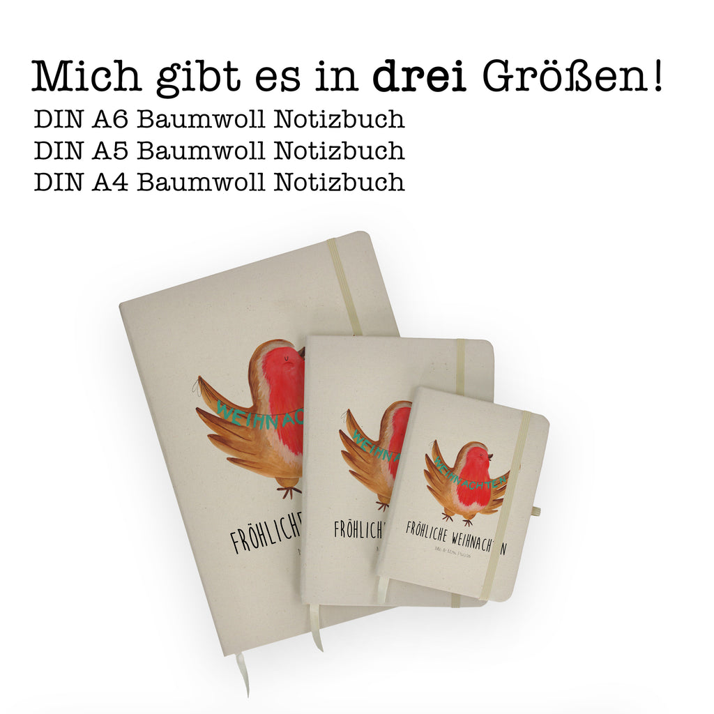 Baumwoll Notizbuch Rotkehlchen Weihnachten Notizen, Eintragebuch, Tagebuch, Notizblock, Adressbuch, Journal, Kladde, Skizzenbuch, Notizheft, Schreibbuch, Schreibheft, Winter, Weihnachten, Weihnachtsdeko, Nikolaus, Advent, Heiligabend, Wintermotiv, Frohe Weihnachten, Weihnachtsmotiv, Weihnachtsgruß, Vogel, xmas