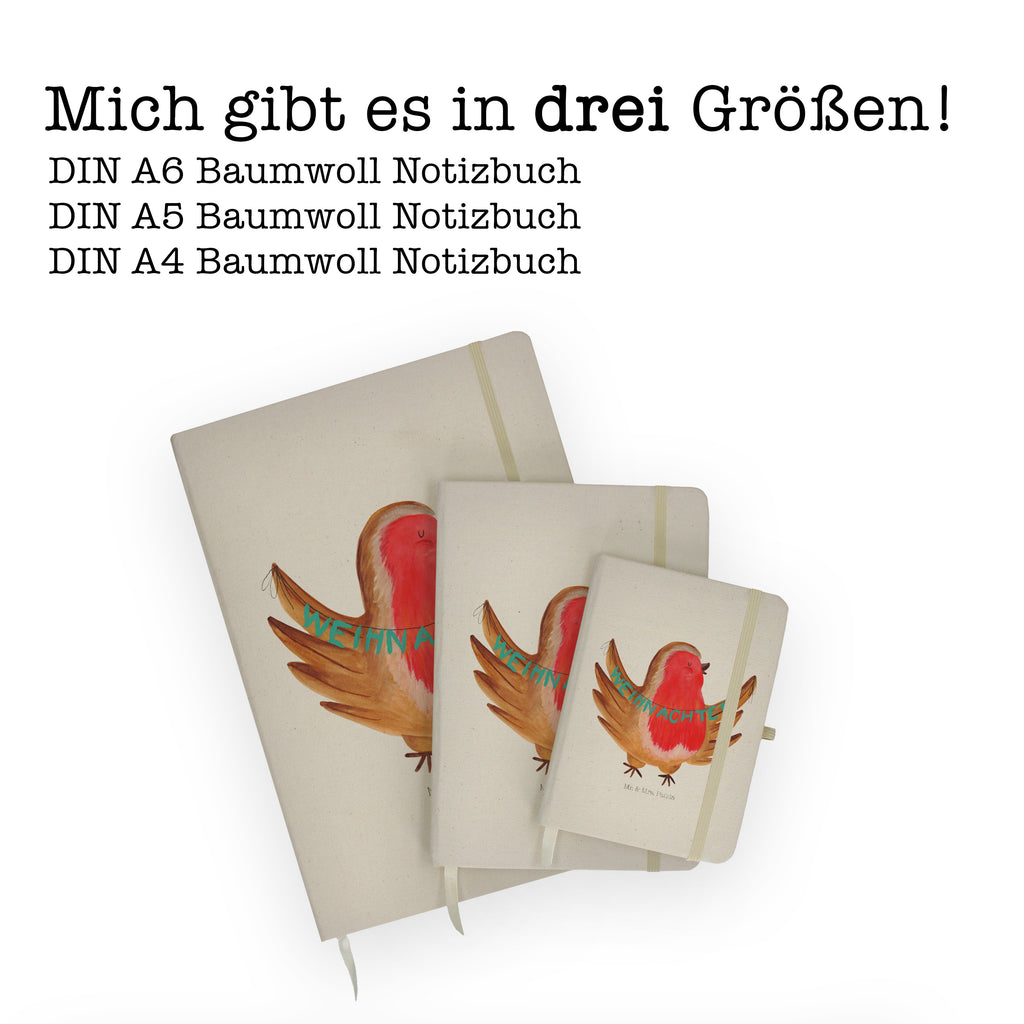 Baumwoll Notizbuch Rotkehlchen Weihnachten Notizen, Eintragebuch, Tagebuch, Notizblock, Adressbuch, Journal, Kladde, Skizzenbuch, Notizheft, Schreibbuch, Schreibheft, Winter, Weihnachten, Weihnachtsdeko, Nikolaus, Advent, Heiligabend, Wintermotiv, Frohe Weihnachten, Weihnachtsmotiv, Weihnachtsgruß, Vogel, xmas