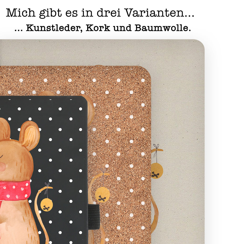 Baumwoll Notizbuch Weihnachtsmaus Notizen, Eintragebuch, Tagebuch, Notizblock, Adressbuch, Journal, Kladde, Skizzenbuch, Notizheft, Schreibbuch, Schreibheft, Winter, Weihnachten, Weihnachtsdeko, Nikolaus, Advent, Heiligabend, Wintermotiv, Frohe Weihnachten, Weihnachtsgruß, Weihnachtsmotiv, Maus, Mäuschen, Weihnachtswunder