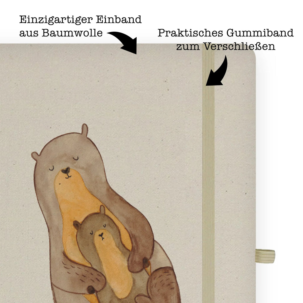 Baumwoll Notizbuch Otter mit Kind Notizen, Eintragebuch, Tagebuch, Notizblock, Adressbuch, Journal, Kladde, Skizzenbuch, Notizheft, Schreibbuch, Schreibheft, Otter, Fischotter, Seeotter, Otter Seeotter See Otter