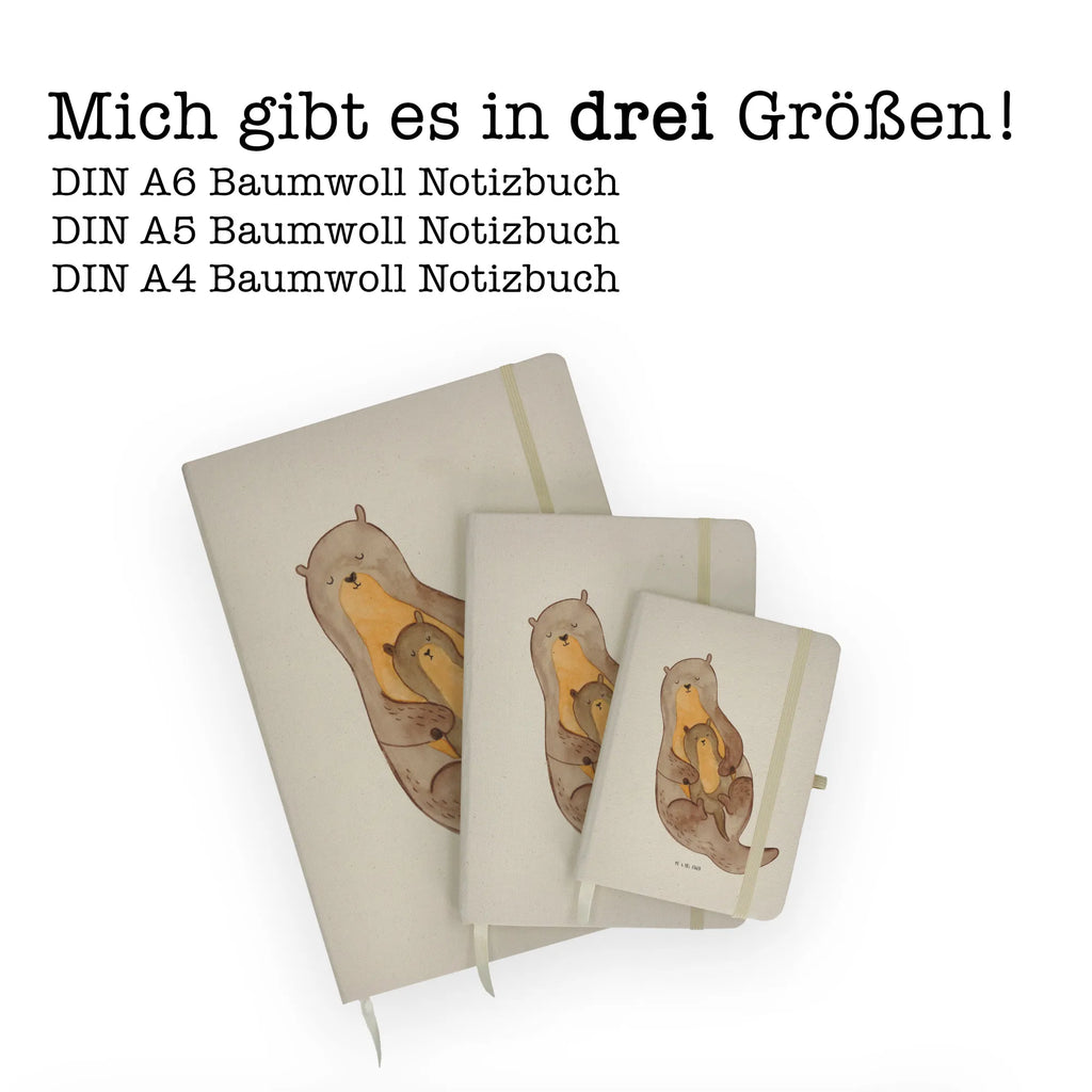 Baumwoll Notizbuch Otter mit Kind Notizen, Eintragebuch, Tagebuch, Notizblock, Adressbuch, Journal, Kladde, Skizzenbuch, Notizheft, Schreibbuch, Schreibheft, Otter, Fischotter, Seeotter, Otter Seeotter See Otter