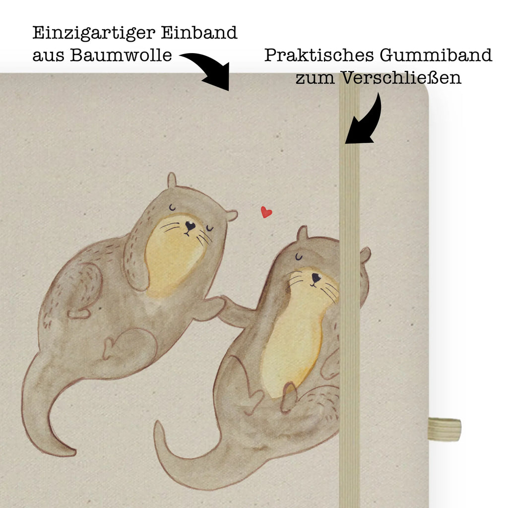 Baumwoll Notizbuch Otter händchenhaltend Notizen, Eintragebuch, Tagebuch, Notizblock, Adressbuch, Journal, Kladde, Skizzenbuch, Notizheft, Schreibbuch, Schreibheft, Otter, Fischotter, Seeotter, Otter Seeotter See Otter