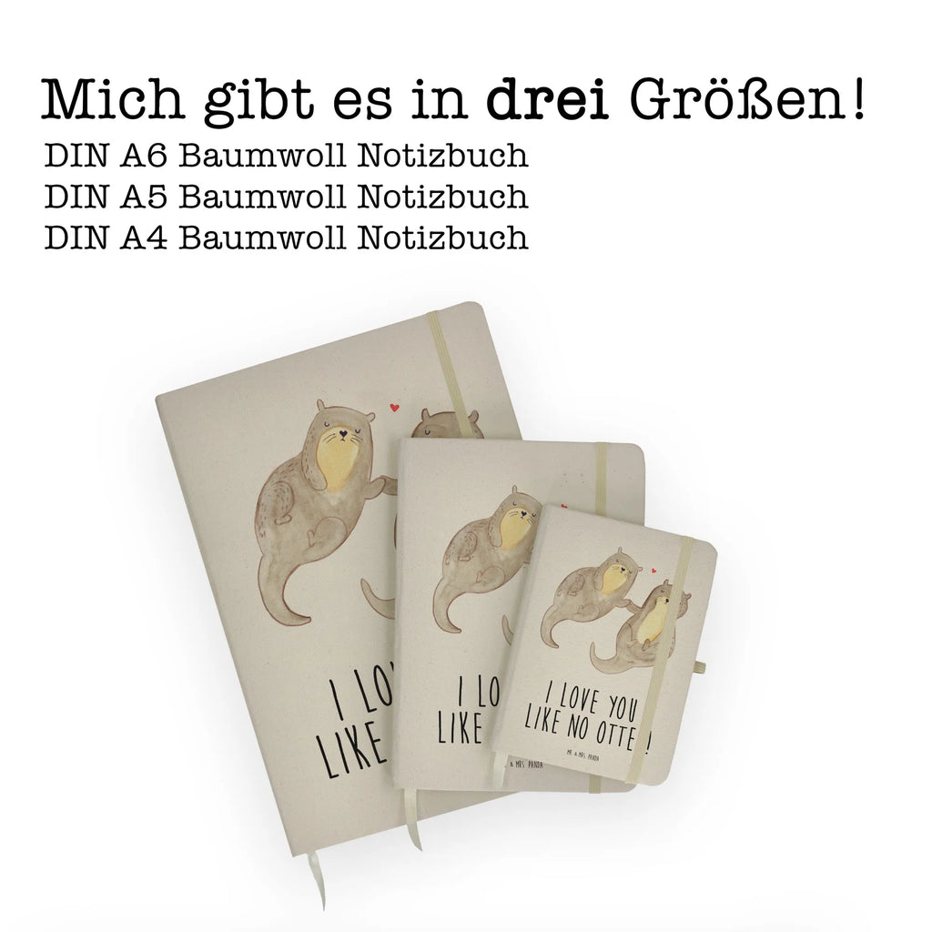 Baumwoll Notizbuch Otter händchenhaltend Notizen, Eintragebuch, Tagebuch, Notizblock, Adressbuch, Journal, Kladde, Skizzenbuch, Notizheft, Schreibbuch, Schreibheft, Otter, Fischotter, Seeotter, Otter Seeotter See Otter