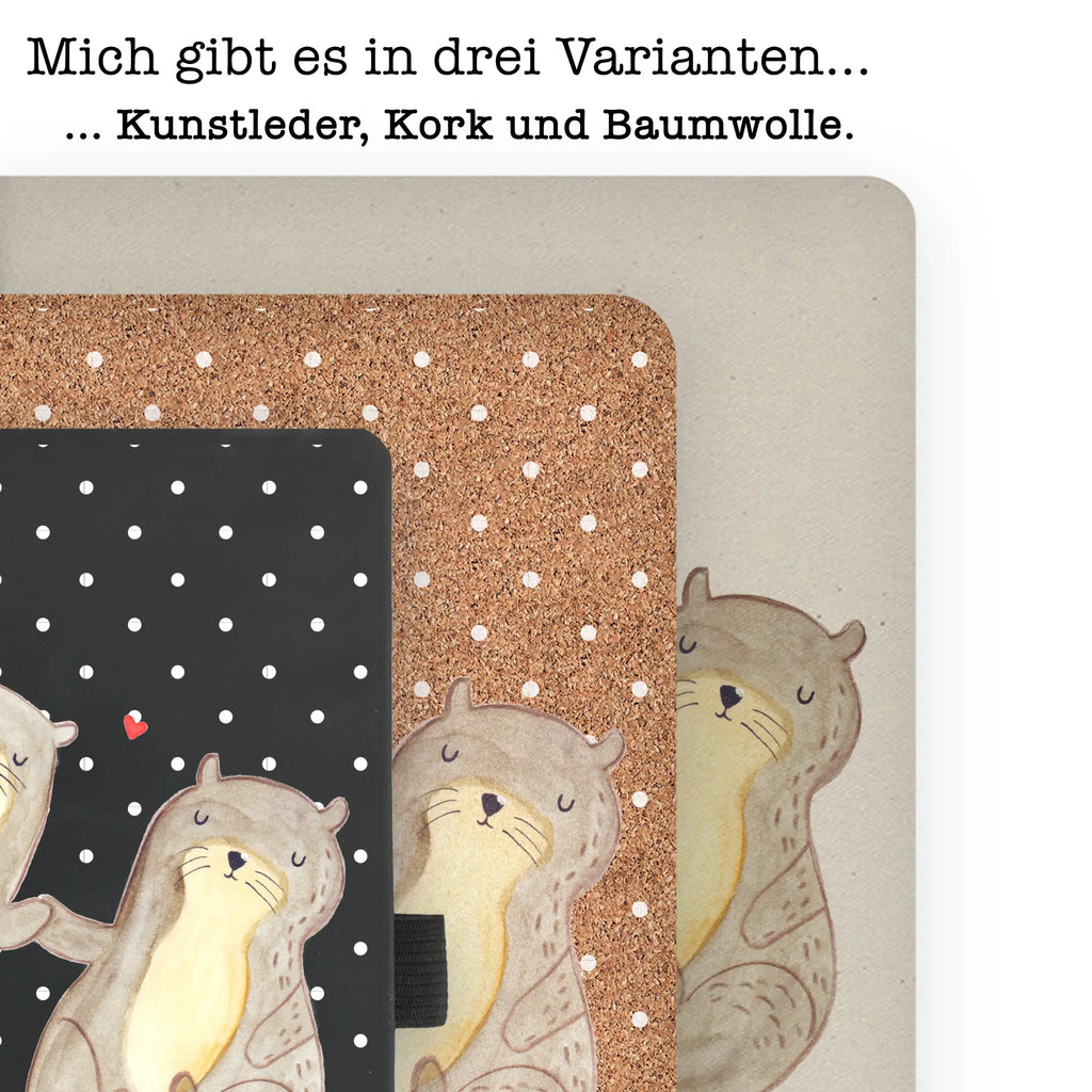 Baumwoll Notizbuch Otter händchenhaltend Notizen, Eintragebuch, Tagebuch, Notizblock, Adressbuch, Journal, Kladde, Skizzenbuch, Notizheft, Schreibbuch, Schreibheft, Otter, Fischotter, Seeotter, Otter Seeotter See Otter