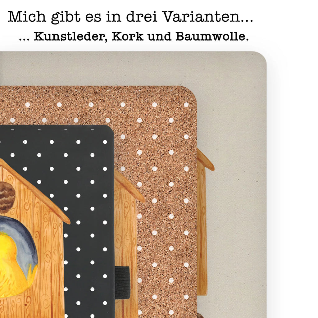 Baumwoll Notizbuch Vogelhaus Notizen, Eintragebuch, Tagebuch, Notizblock, Adressbuch, Journal, Kladde, Skizzenbuch, Notizheft, Schreibbuch, Schreibheft, Tiermotive, Gute Laune, lustige Sprüche, Tiere, Vogel, Vögel, Vogelhaus, Vogelhäuschen, Home sweet home, Zuhause, Nest, Eigenheim, Familie, Wohnung, Haus, unser Haus, Lieblingsort, Castle