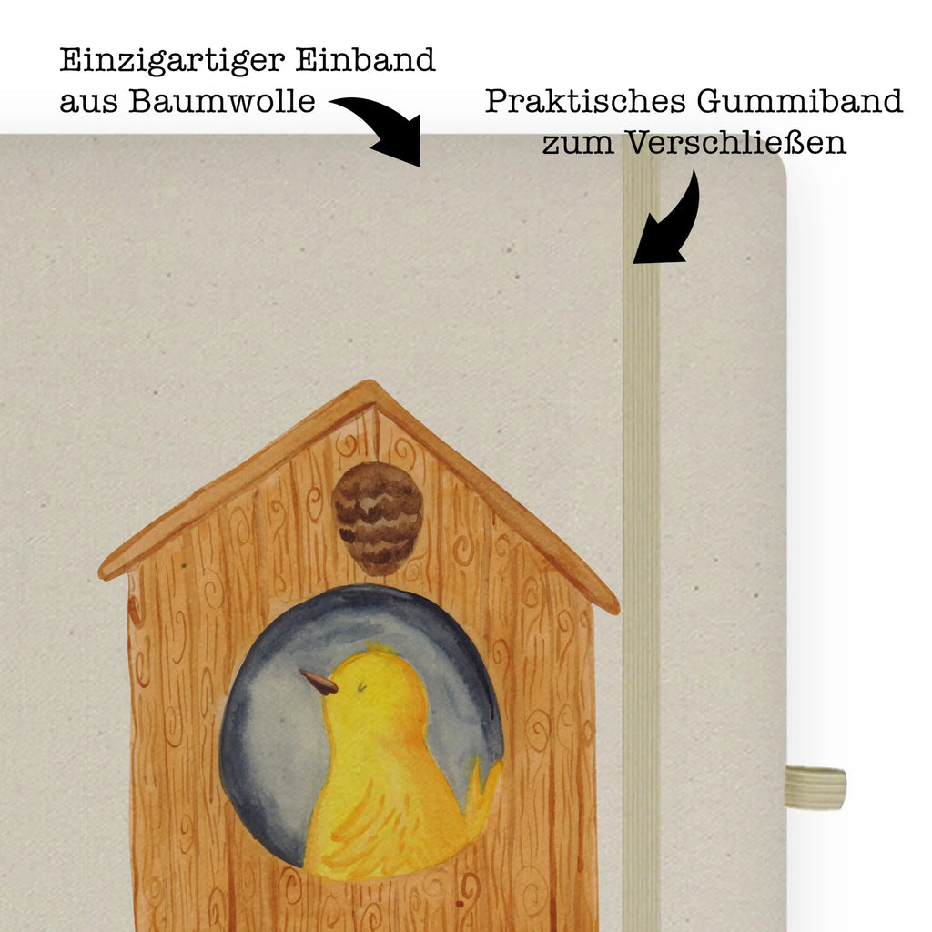 Baumwoll Notizbuch Vogelhaus Notizen, Eintragebuch, Tagebuch, Notizblock, Adressbuch, Journal, Kladde, Skizzenbuch, Notizheft, Schreibbuch, Schreibheft, Tiermotive, Gute Laune, lustige Sprüche, Tiere, Vogel, Vögel, Vogelhaus, Vogelhäuschen, Home sweet home, Zuhause, Nest, Eigenheim, Familie, Wohnung, Haus, unser Haus, Lieblingsort, Castle