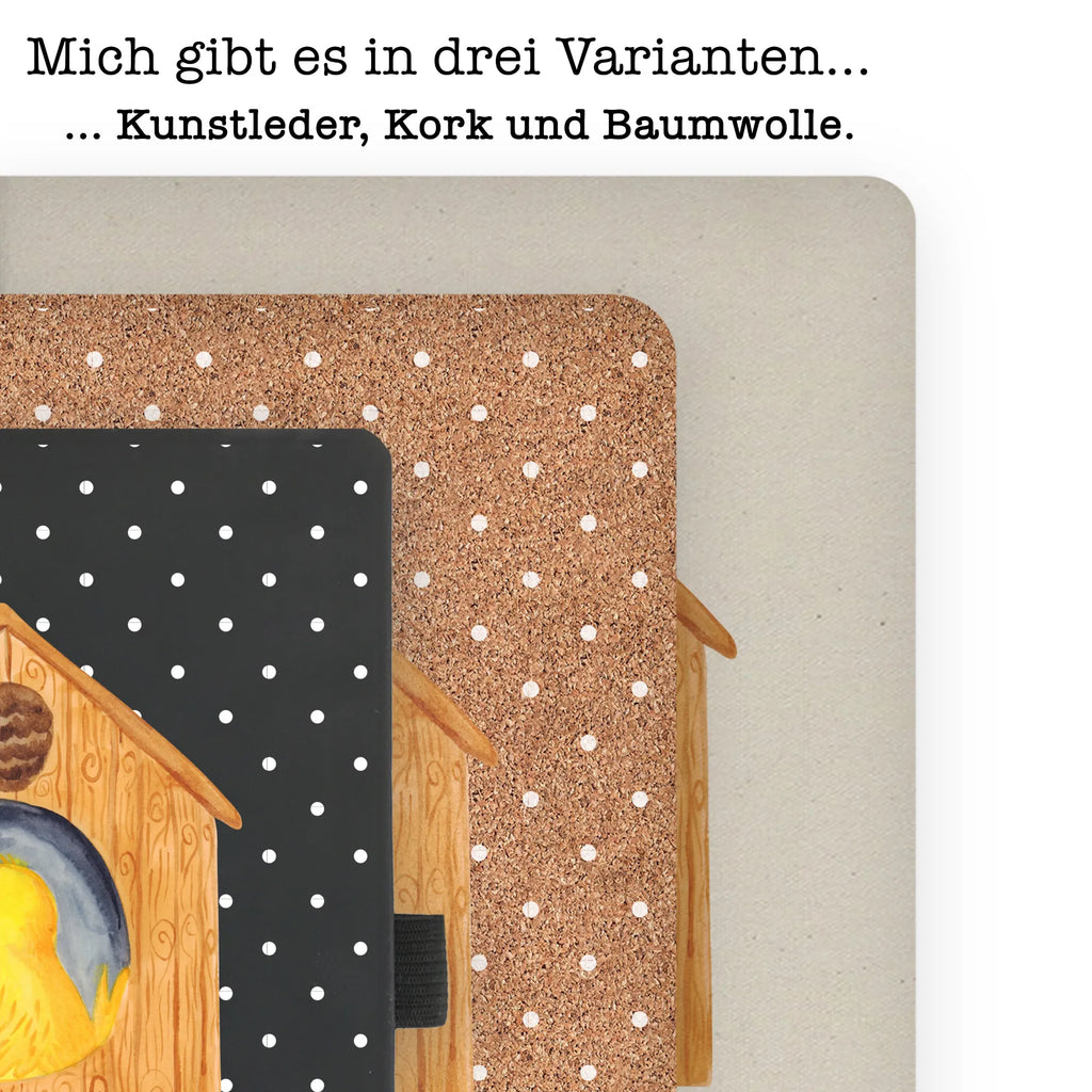 Baumwoll Notizbuch Vogelhaus Notizen, Eintragebuch, Tagebuch, Notizblock, Adressbuch, Journal, Kladde, Skizzenbuch, Notizheft, Schreibbuch, Schreibheft, Tiermotive, Gute Laune, lustige Sprüche, Tiere, Vogel, Vögel, Vogelhaus, Vogelhäuschen, Home sweet home, Zuhause, Nest, Eigenheim, Familie, Wohnung, Haus, unser Haus, Lieblingsort, Castle