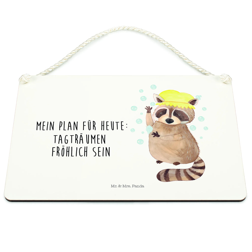 Deko Schild Waschbär Dekoschild, Deko Schild, Schild, Tür Schild, Türschild, Holzschild, Wandschild, Wanddeko, Tiermotive, Gute Laune, lustige Sprüche, Tiere, Waschbär, Tagträumen, Plan, Fröhlich, waschen, Seifenblasen