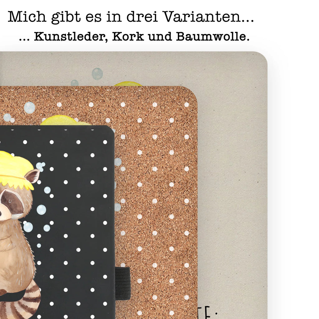 Baumwoll Notizbuch Waschbär Notizen, Eintragebuch, Tagebuch, Notizblock, Adressbuch, Journal, Kladde, Skizzenbuch, Notizheft, Schreibbuch, Schreibheft, Tiermotive, Gute Laune, lustige Sprüche, Tiere, Waschbär, Tagträumen, Plan, Fröhlich, waschen, Seifenblasen