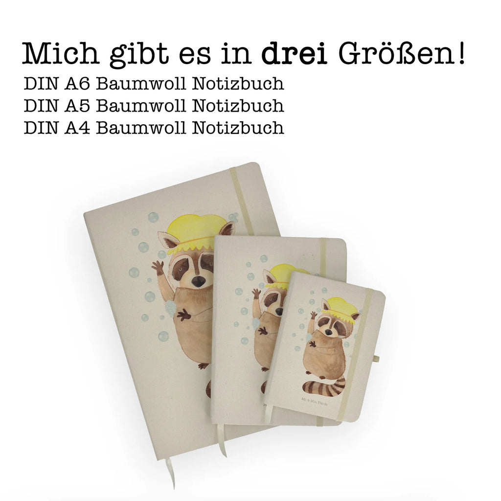 Baumwoll Notizbuch Waschbär Notizen, Eintragebuch, Tagebuch, Notizblock, Adressbuch, Journal, Kladde, Skizzenbuch, Notizheft, Schreibbuch, Schreibheft, Tiermotive, Gute Laune, lustige Sprüche, Tiere, Waschbär, Tagträumen, Plan, Fröhlich, waschen, Seifenblasen