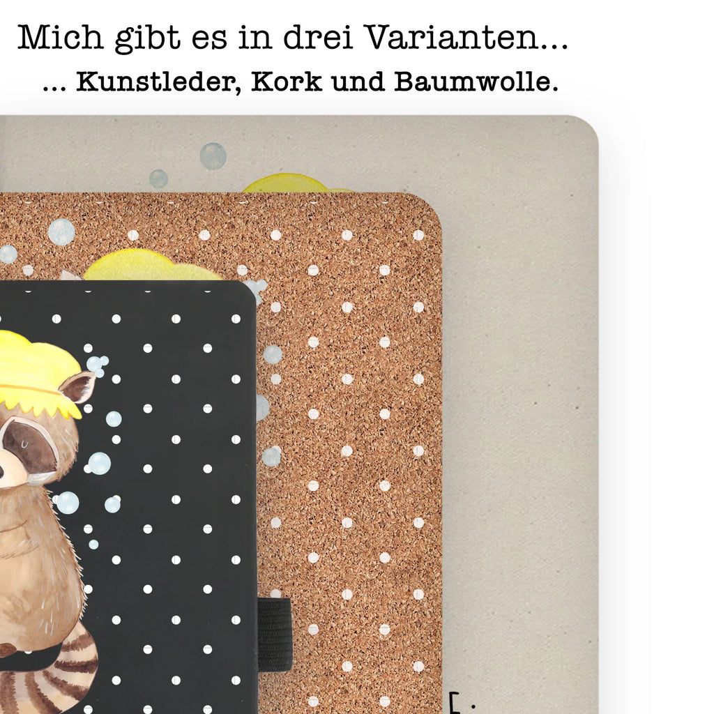 Baumwoll Notizbuch Waschbär Notizen, Eintragebuch, Tagebuch, Notizblock, Adressbuch, Journal, Kladde, Skizzenbuch, Notizheft, Schreibbuch, Schreibheft, Tiermotive, Gute Laune, lustige Sprüche, Tiere, Waschbär, Tagträumen, Plan, Fröhlich, waschen, Seifenblasen