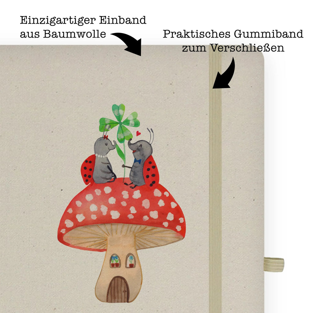 Baumwoll Notizbuch Marienkäfer Paar Fliegenpilz Notizen, Eintragebuch, Tagebuch, Notizblock, Adressbuch, Journal, Kladde, Skizzenbuch, Notizheft, Schreibbuch, Schreibheft, Tiermotive, Gute Laune, lustige Sprüche, Tiere, Haus, Wohnung, zuhause, Fliegenpilz, Marienkäfer, Fleigenpilzhaus