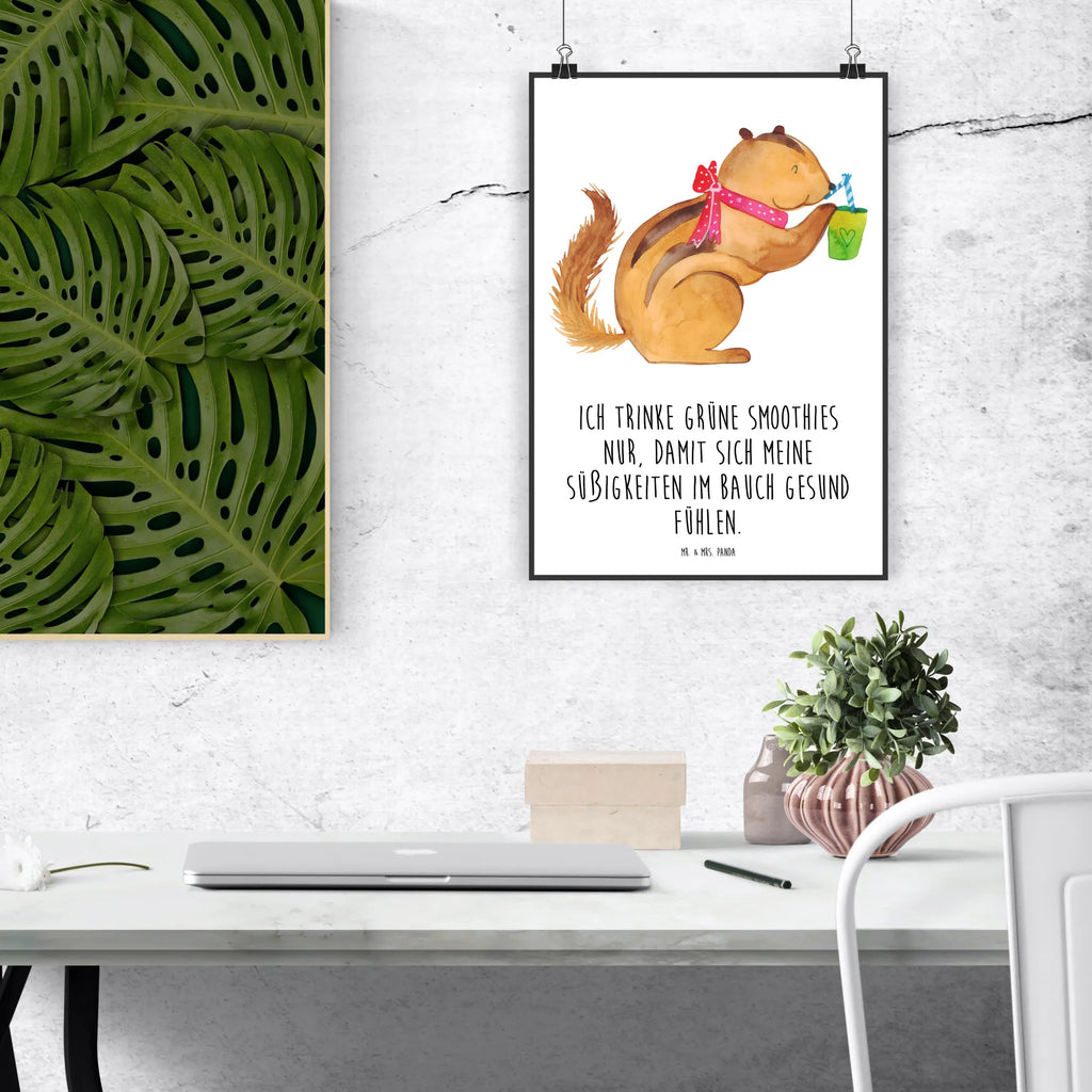 Poster Eichhörnchen Smoothie Poster, Wandposter, Bild, Wanddeko, Küchenposter, Kinderposter, Wanddeko Bild, Raumdekoration, Wanddekoration, Handgemaltes Poster, Mr. & Mrs. Panda Poster, Designposter, Kunstdruck, Posterdruck, Tiermotive, Gute Laune, lustige Sprüche, Tiere, Green Smoothies, Diät, Abnehmen, Streifenhörnchen, Eichhörnchen