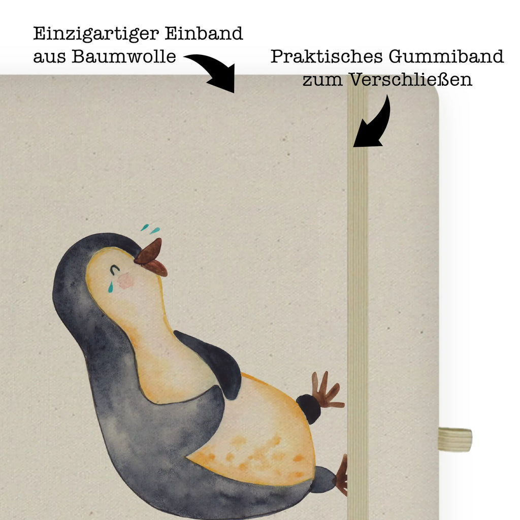 Baumwoll Notizbuch Pinguin Lachen Notizen, Eintragebuch, Tagebuch, Notizblock, Adressbuch, Journal, Kladde, Skizzenbuch, Notizheft, Schreibbuch, Schreibheft, Pinguin, Pinguine, lustiger Spruch, Optimismus, Fröhlich, Lachen, Humor, Fröhlichkeit