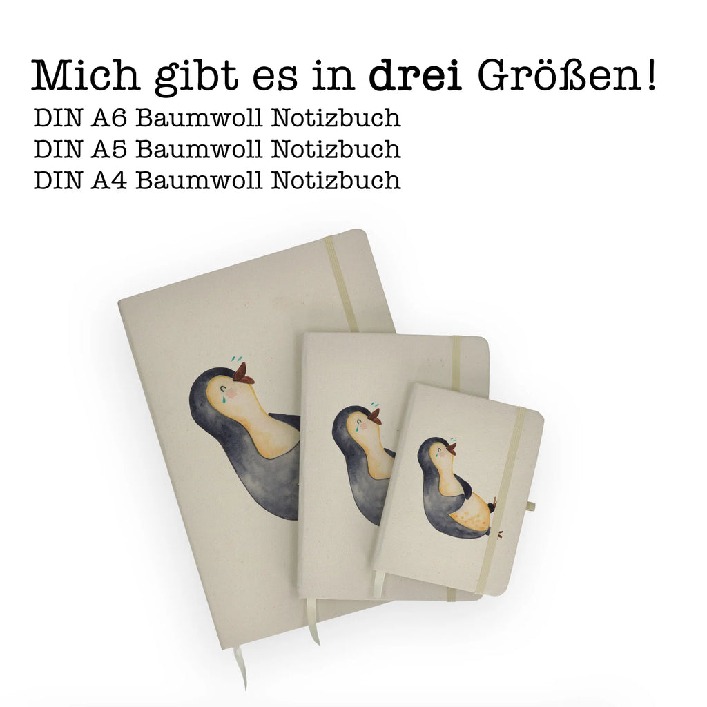 Baumwoll Notizbuch Pinguin Lachen Notizen, Eintragebuch, Tagebuch, Notizblock, Adressbuch, Journal, Kladde, Skizzenbuch, Notizheft, Schreibbuch, Schreibheft, Pinguin, Pinguine, lustiger Spruch, Optimismus, Fröhlich, Lachen, Humor, Fröhlichkeit