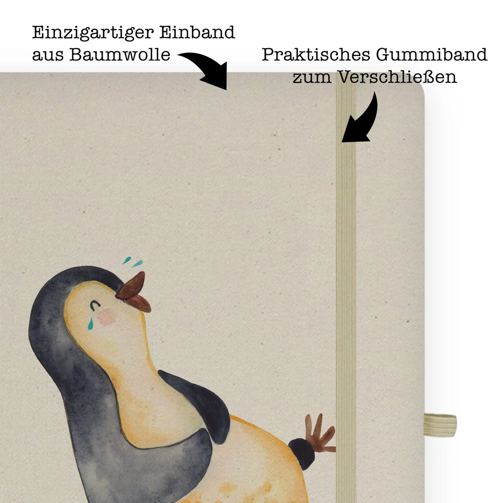 Baumwoll Notizbuch Pinguin Lachen Notizen, Eintragebuch, Tagebuch, Notizblock, Adressbuch, Journal, Kladde, Skizzenbuch, Notizheft, Schreibbuch, Schreibheft, Pinguin, Pinguine, lustiger Spruch, Optimismus, Fröhlich, Lachen, Humor, Fröhlichkeit