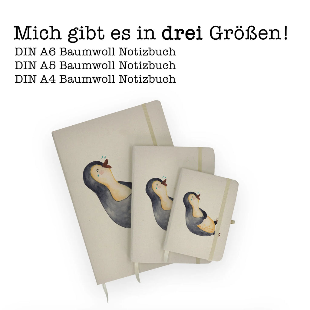 Baumwoll Notizbuch Pinguin Lachen Notizen, Eintragebuch, Tagebuch, Notizblock, Adressbuch, Journal, Kladde, Skizzenbuch, Notizheft, Schreibbuch, Schreibheft, Pinguin, Pinguine, lustiger Spruch, Optimismus, Fröhlich, Lachen, Humor, Fröhlichkeit