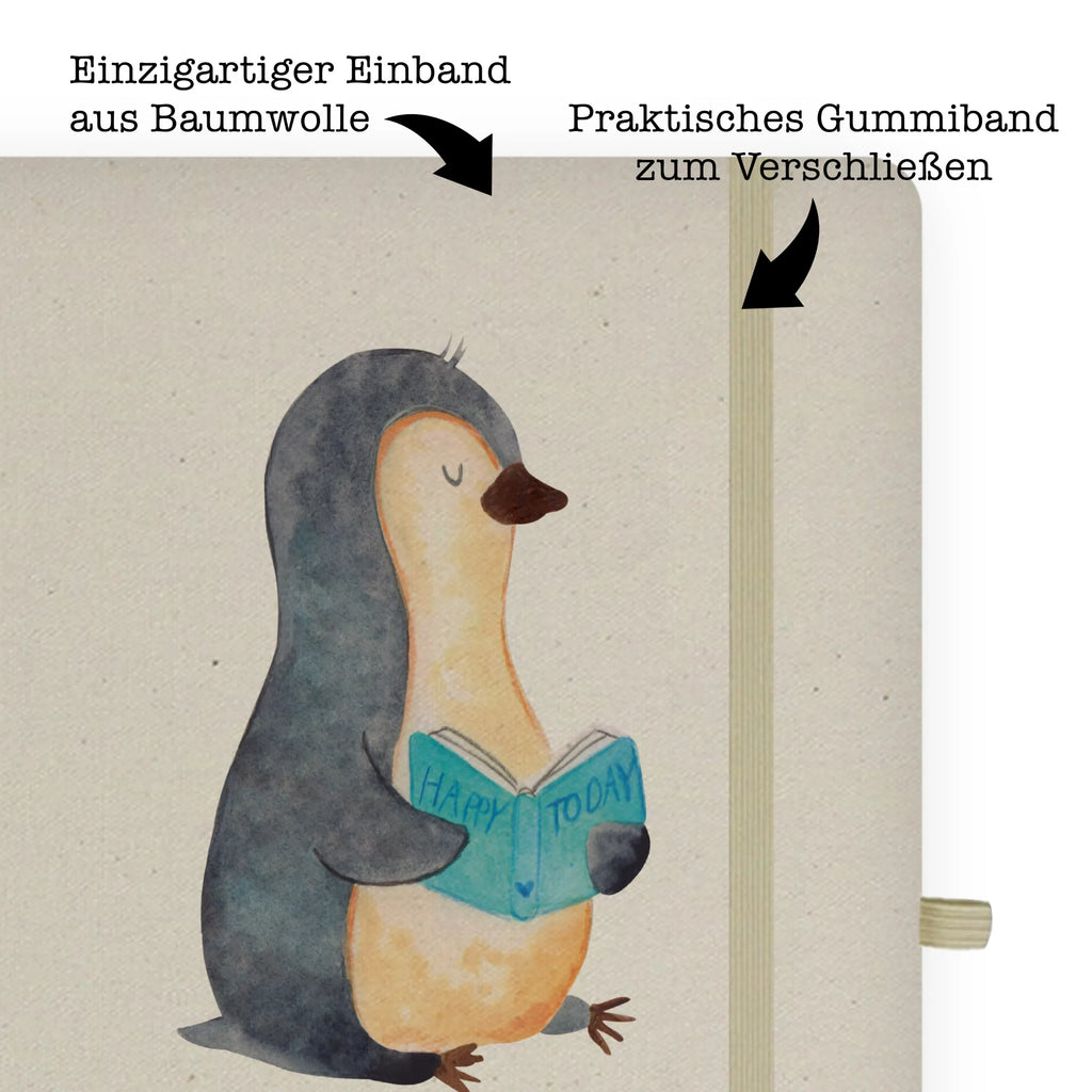 Baumwoll Notizbuch Pinguin Buch Notizen, Eintragebuch, Tagebuch, Notizblock, Adressbuch, Journal, Kladde, Skizzenbuch, Notizheft, Schreibbuch, Schreibheft, Pinguin, Pinguine, Buch, Lesen, Bücherwurm, Nichtstun, Faulenzen, Ferien, Urlaub, Freizeit