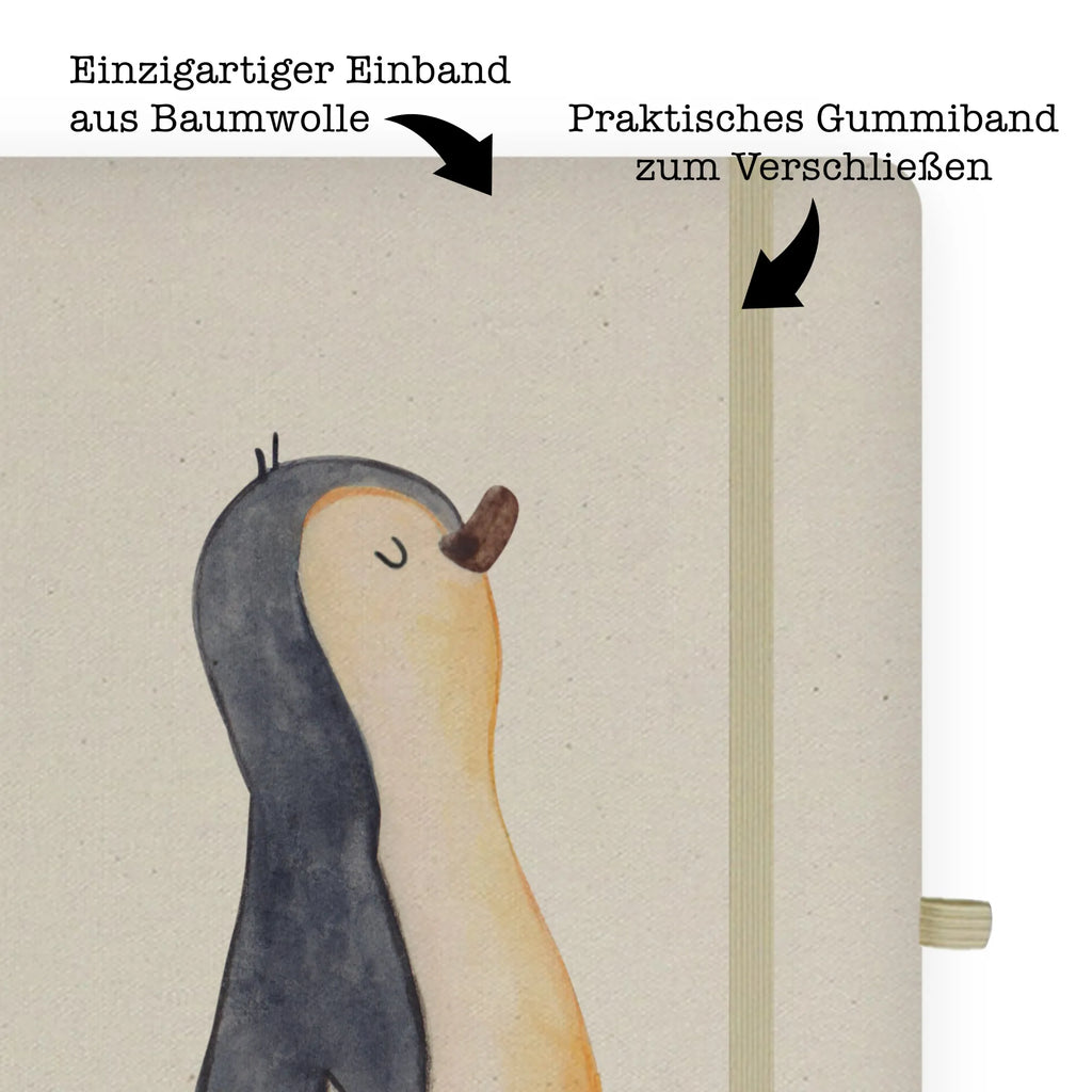 Baumwoll Notizbuch Pinguin marschierend Notizen, Eintragebuch, Tagebuch, Notizblock, Adressbuch, Journal, Kladde, Skizzenbuch, Notizheft, Schreibbuch, Schreibheft, Pinguin, Pinguine, Frühaufsteher, Langschläfer, Bruder, Schwester, Familie