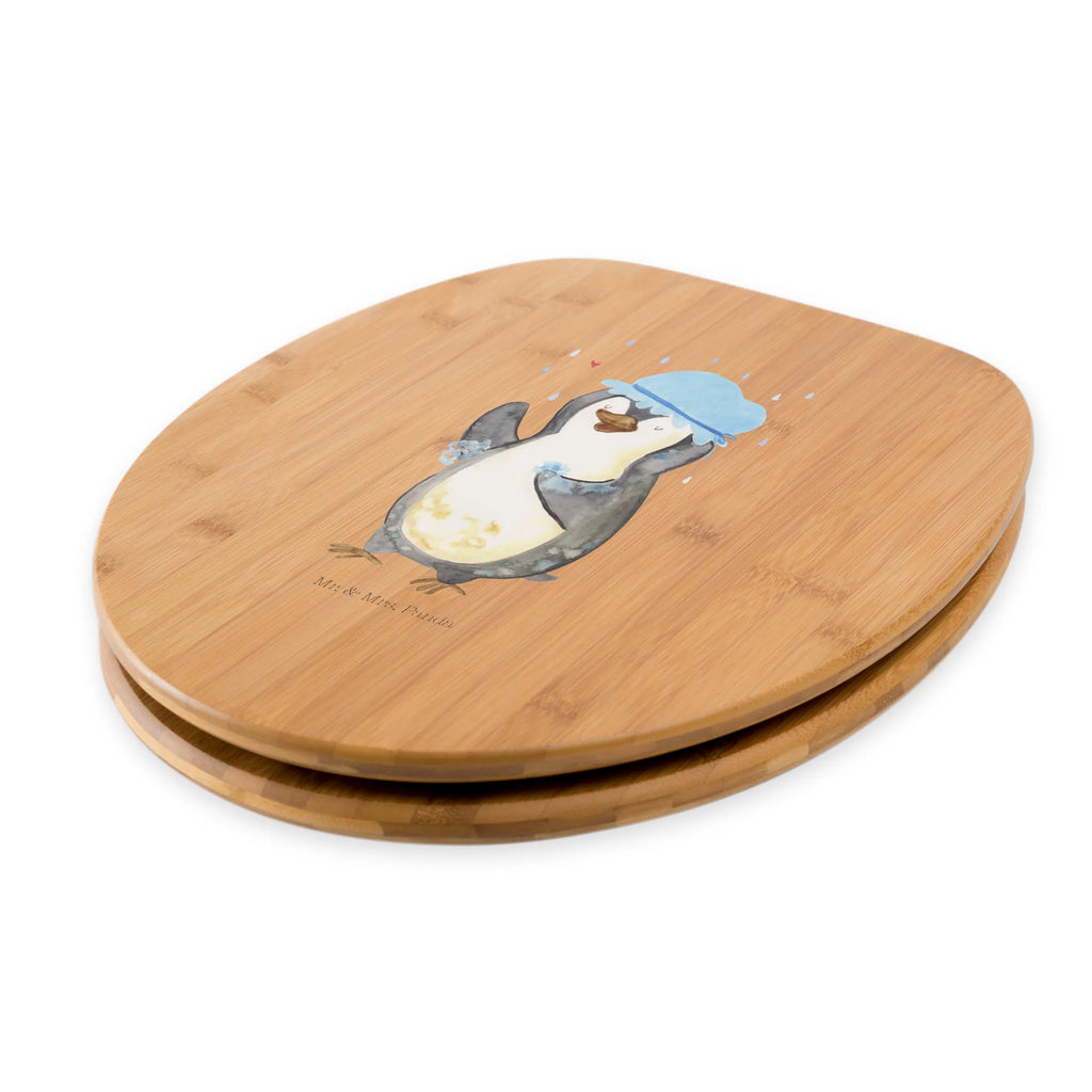 Motiv WC Sitz Pinguin duscht Klobrille, Klodeckel, Toilettendeckel, WC-Sitz, Toilette, Pinguin, Pinguine, Dusche, duschen, Lebensmotto, Motivation, Neustart, Neuanfang, glücklich sein