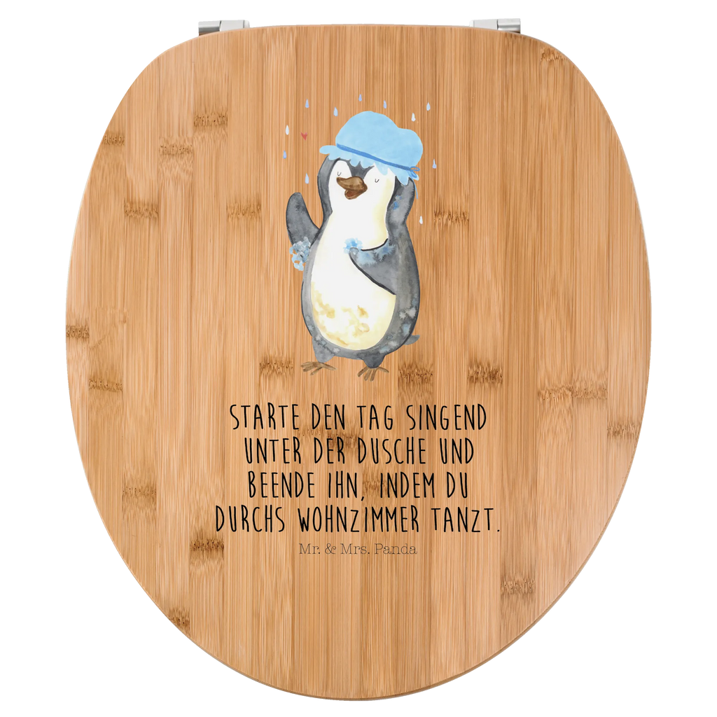 Motiv WC Sitz Pinguin duscht Klobrille, Klodeckel, Toilettendeckel, WC-Sitz, Toilette, Pinguin, Pinguine, Dusche, duschen, Lebensmotto, Motivation, Neustart, Neuanfang, glücklich sein