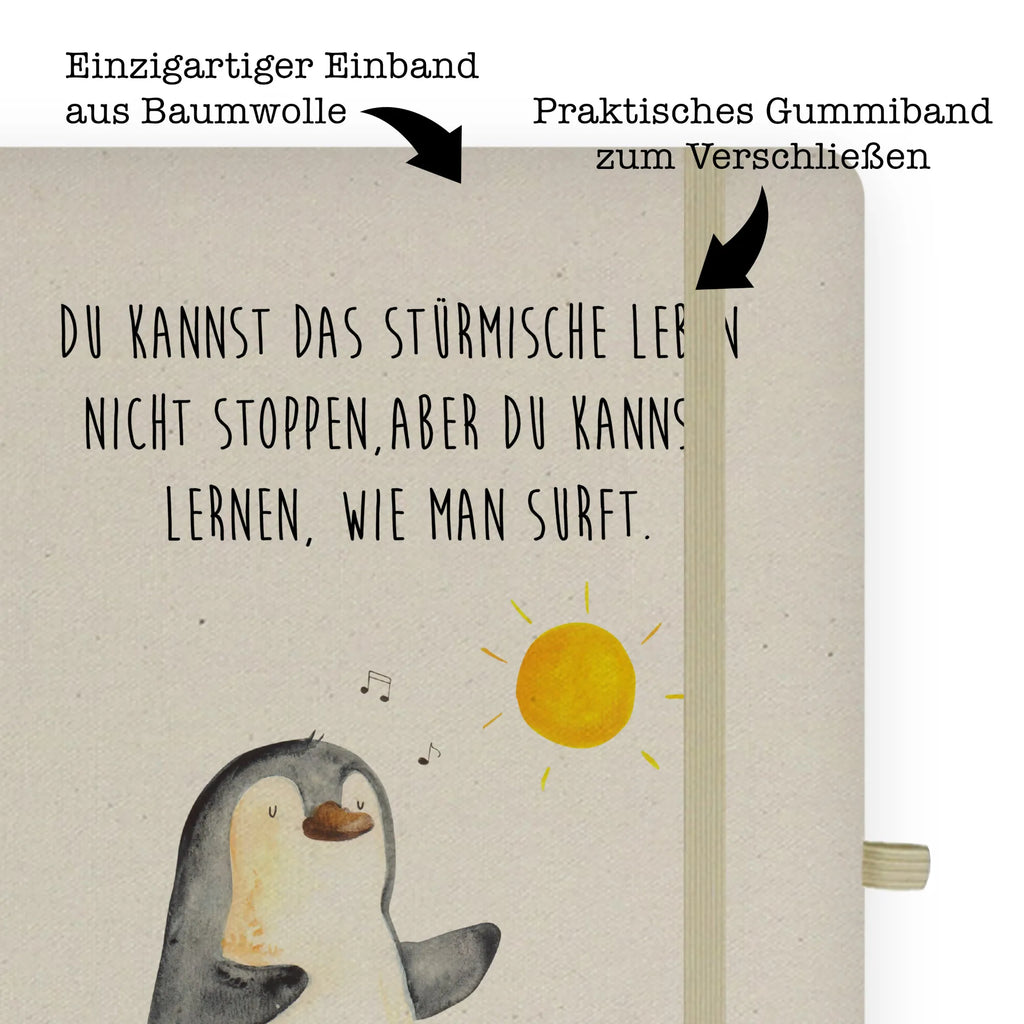 Baumwoll Notizbuch Pinguin Surfer Notizen, Eintragebuch, Tagebuch, Notizblock, Adressbuch, Journal, Kladde, Skizzenbuch, Notizheft, Schreibbuch, Schreibheft, Pinguin, Pinguine, surfen, Surfer, Hawaii, Urlaub, Wellen, Wellen reiten, Portugal