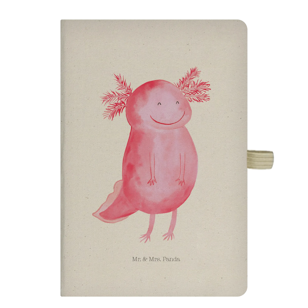 Baumwoll Notizbuch Axolotl Glücklich Notizen, Eintragebuch, Tagebuch, Notizblock, Adressbuch, Journal, Kladde, Skizzenbuch, Notizheft, Schreibbuch, Schreibheft, Axolotl, Molch, Axolot, Schwanzlurch, Lurch, Lurche, Motivation, gute Laune