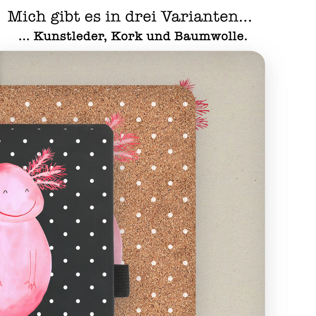 Baumwoll Notizbuch Axolotl Glücklich Notizen, Eintragebuch, Tagebuch, Notizblock, Adressbuch, Journal, Kladde, Skizzenbuch, Notizheft, Schreibbuch, Schreibheft, Axolotl, Molch, Axolot, Schwanzlurch, Lurch, Lurche, Motivation, gute Laune