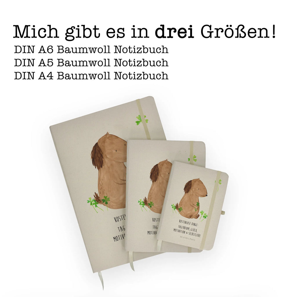 Baumwoll Notizbuch Hund Kleeblatt Notizen, Eintragebuch, Tagebuch, Notizblock, Adressbuch, Journal, Kladde, Skizzenbuch, Notizheft, Schreibbuch, Schreibheft, Hund, Hundemotiv, Haustier, Hunderasse, Tierliebhaber, Hundebesitzer, Sprüche, Kleeblatt, Glück, Tagträume, Motivation, Neuanfang, Geschenk, Glücksbringer, Selbstliebe, Achtsamkeit