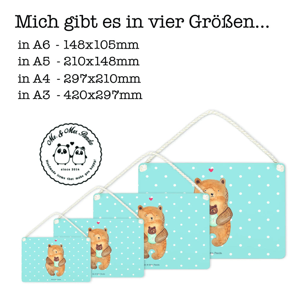 Deko Schild Bär mit Baby Dekoschild, Deko Schild, Schild, Tür Schild, Türschild, Holzschild, Wandschild, Wanddeko, Bär, Teddy, Teddybär, Eltern, Mutter, Baby, Taufe, Geburt, Nichte, Neffe, Enkel, Enkelin, Täufling, Geburtstag, Glückwunsch