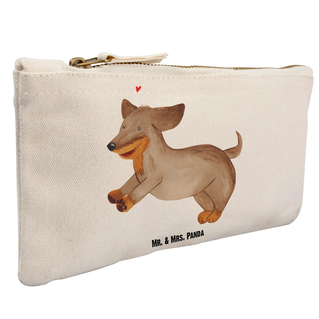 Schminktasche Hund Dackel fröhlich Schminktasche, Kosmetiktasche, Kosmetikbeutel, Stiftemäppchen, Etui, Federmappe, Makeup, XXL, Schminketui, Kosmetiketui, Schlamperetui, Hund, Hundemotiv, Haustier, Hunderasse, Tierliebhaber, Hundebesitzer, Sprüche, Hunde, Dackel, Dachshund, happy dog