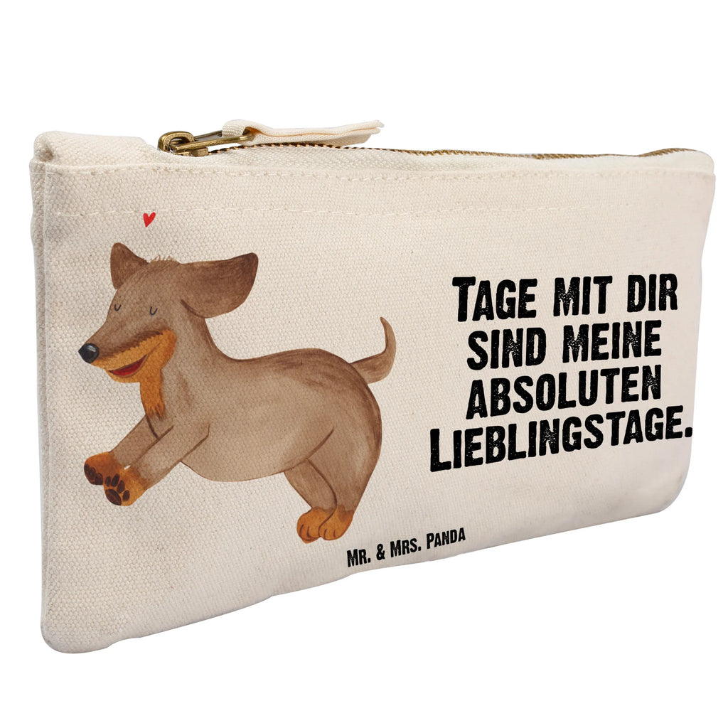 Schminktasche Hund Dackel fröhlich Schminktasche, Kosmetiktasche, Kosmetikbeutel, Stiftemäppchen, Etui, Federmappe, Makeup, XXL, Schminketui, Kosmetiketui, Schlamperetui, Hund, Hundemotiv, Haustier, Hunderasse, Tierliebhaber, Hundebesitzer, Sprüche, Hunde, Dackel, Dachshund, happy dog