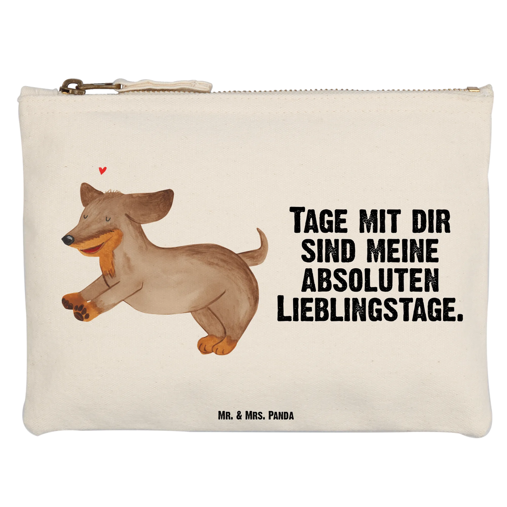 Schminktasche Hund Dackel fröhlich Schminktasche, Kosmetiktasche, Kosmetikbeutel, Stiftemäppchen, Etui, Federmappe, Makeup, XXL, Schminketui, Kosmetiketui, Schlamperetui, Hund, Hundemotiv, Haustier, Hunderasse, Tierliebhaber, Hundebesitzer, Sprüche, Hunde, Dackel, Dachshund, happy dog