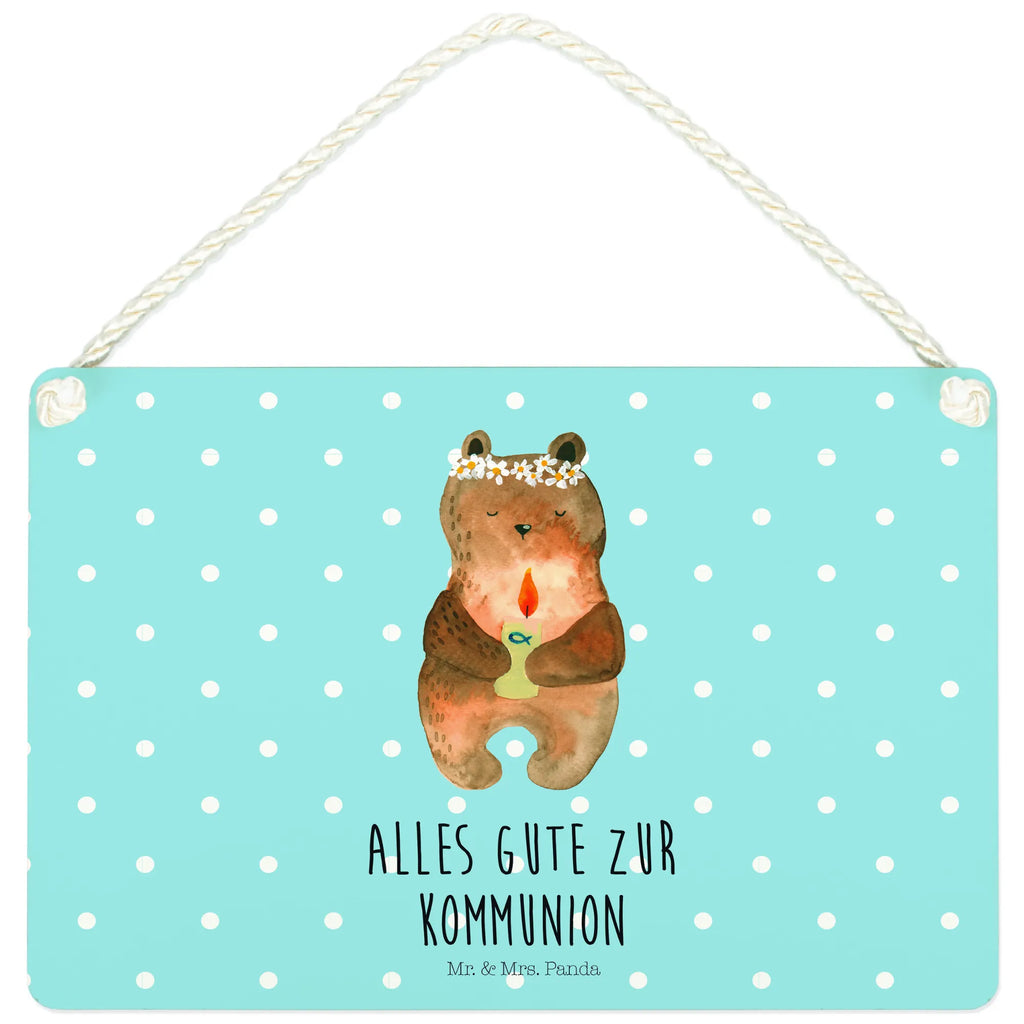 Deko Schild Kommunion-Bär Dekoschild, Deko Schild, Schild, Tür Schild, Türschild, Holzschild, Wandschild, Wanddeko, Bär, Teddy, Teddybär, Kommunion, Gottes Segen, Taufkerze, katholisch