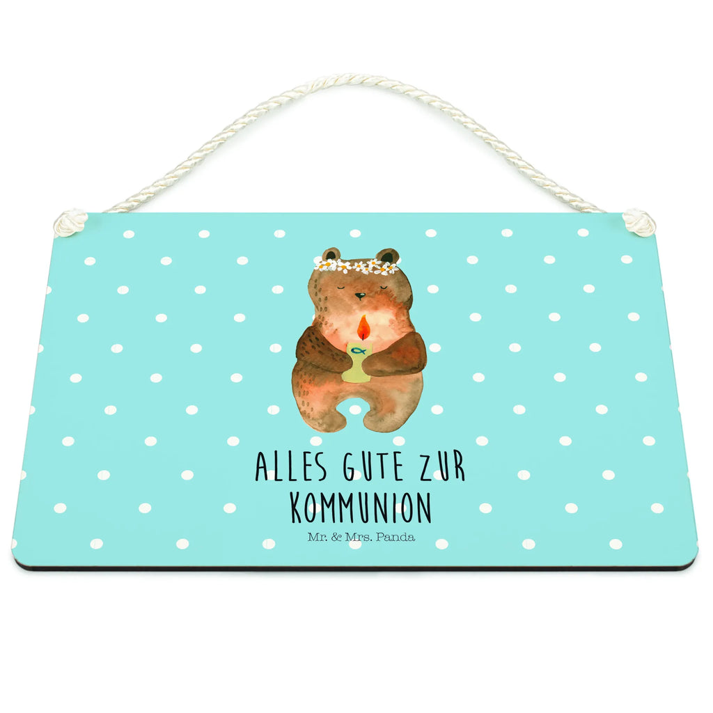 Deko Schild Kommunion-Bär Dekoschild, Deko Schild, Schild, Tür Schild, Türschild, Holzschild, Wandschild, Wanddeko, Bär, Teddy, Teddybär, Kommunion, Gottes Segen, Taufkerze, katholisch