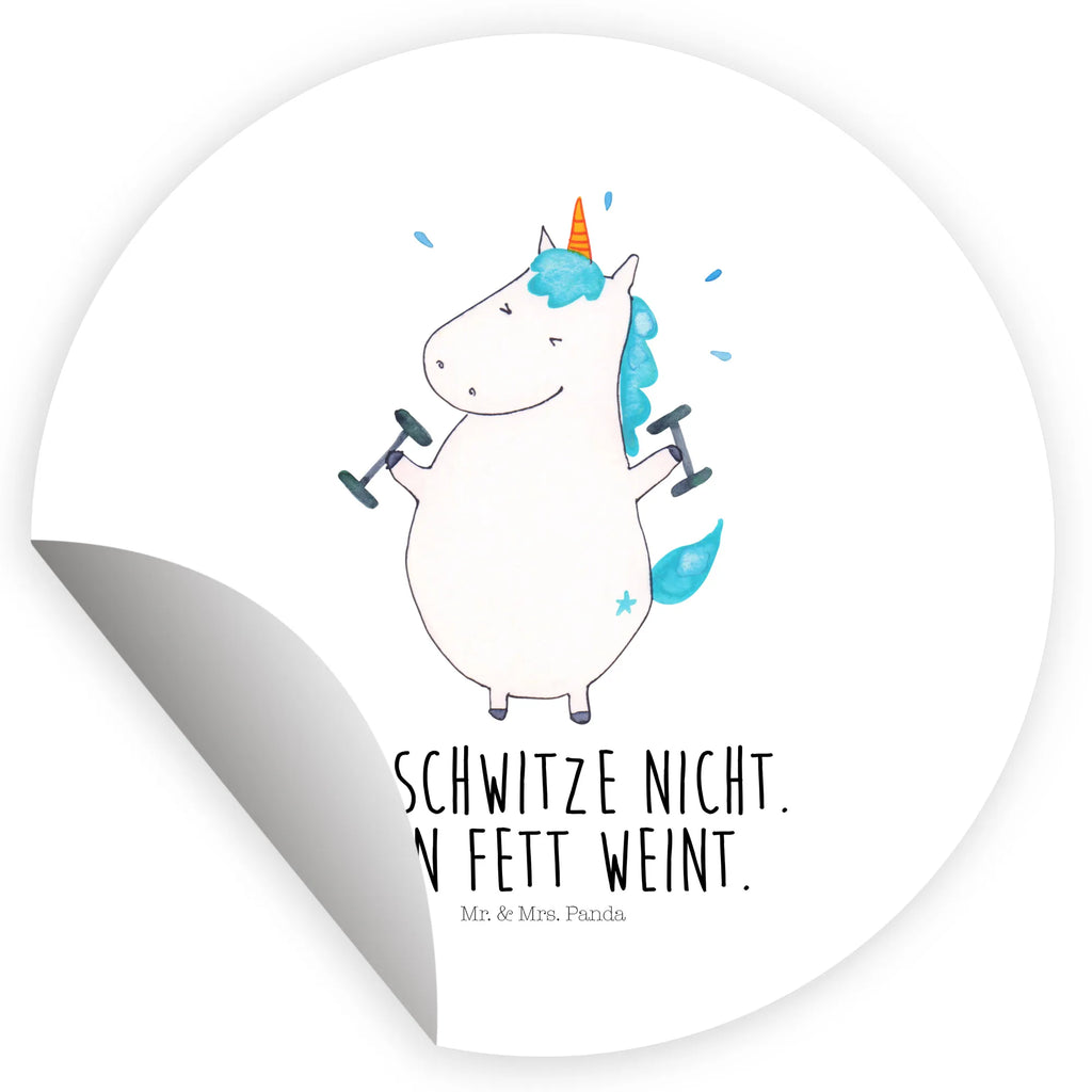 Rund Aufkleber Einhorn Fitness Sticker, Aufkleber, Etikett, Einhorn, Einhörner, Einhorn Deko, Pegasus, Unicorn, Gym, Fitness, Fitnessstudio, Diät, Abnehmen, Sport, Pumpen, Geräte, Sixpack