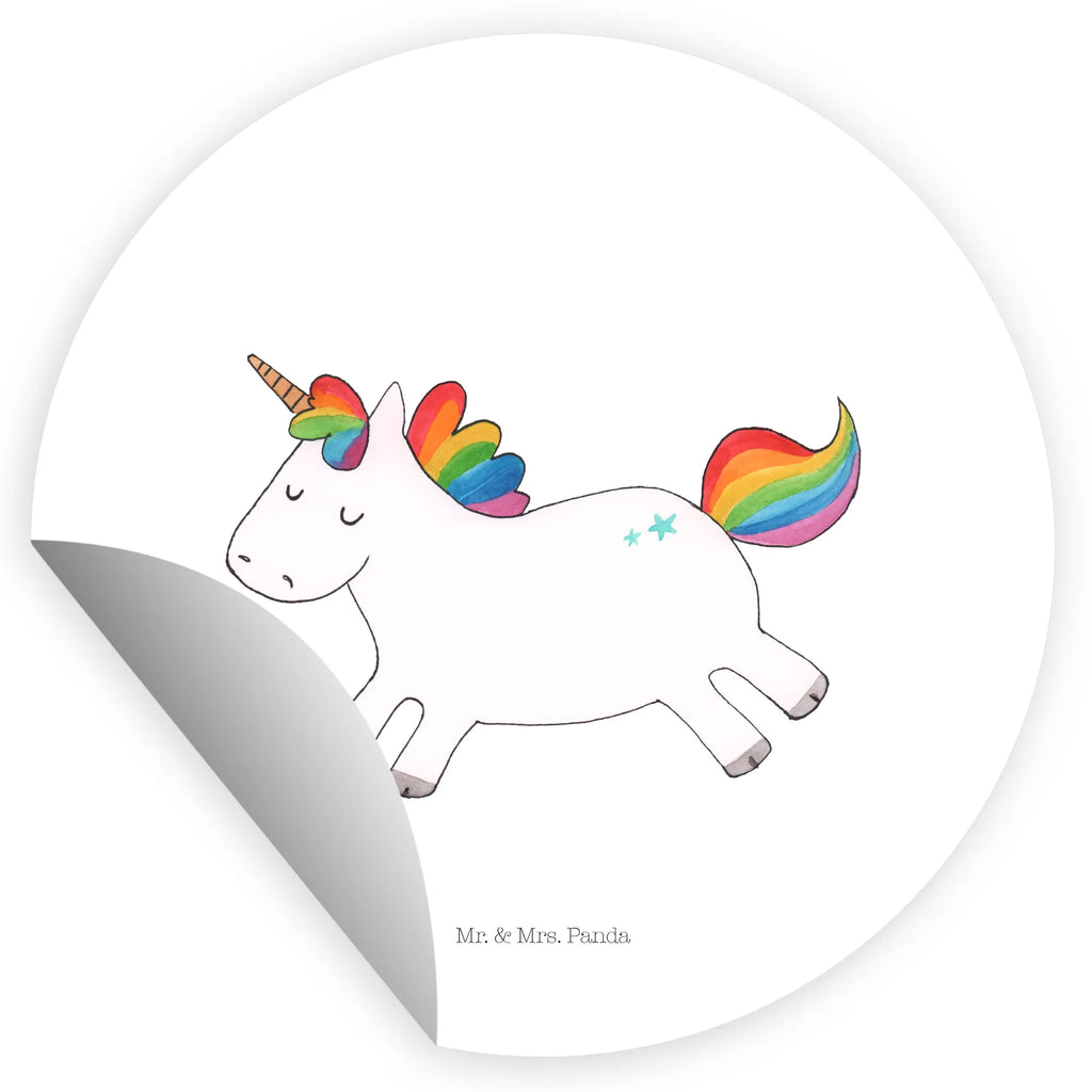 Rund Aufkleber Einhorn Happy Sticker, Aufkleber, Etikett, Einhorn, Einhörner, Einhorn Deko, Pegasus, Unicorn, glücklich, fröhlich, Spaß, Freude, Lebensfreude, witzig, spannend, Lächeln, Lachen