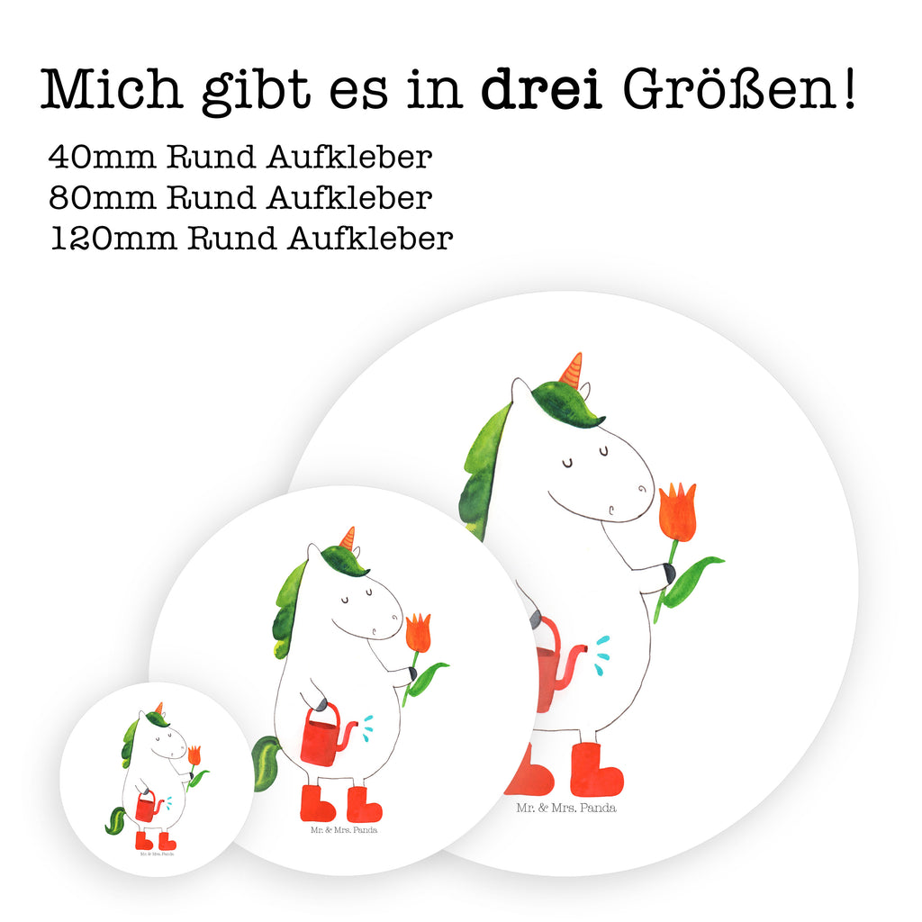 Rund Aufkleber Einhorn Gärtner Sticker, Aufkleber, Etikett, Einhorn, Einhörner, Einhorn Deko, Pegasus, Unicorn, Luftballon, Gießkanne, Giesskanne, Lebenslust, Freude, Blume, Freundin, Garten, Stiefel