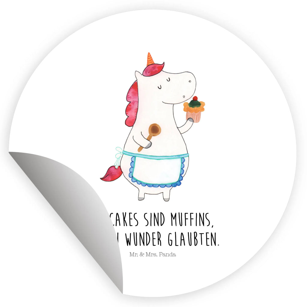 Rund Aufkleber Einhorn Küchenfee Sticker, Aufkleber, Etikett, Einhorn, Einhörner, Einhorn Deko, Pegasus, Unicorn, backen, Muffin, Motivation, Träumer, träumen, Bäckerin, Hobbykoch, Koch, Torte, Kuchen