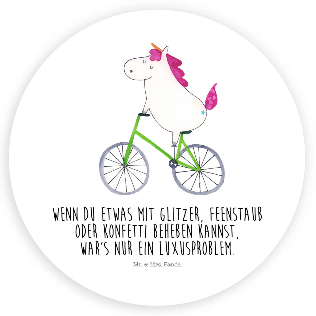 Rund Aufkleber Einhorn Radfahrer Sticker, Aufkleber, Etikett, Einhorn, Einhörner, Einhorn Deko, Unicorn, Radfahren, Radfahrer, Rad, Bike, Feenstaub, Konfetti, Luxusproblem, Kummer, Liebeskummer