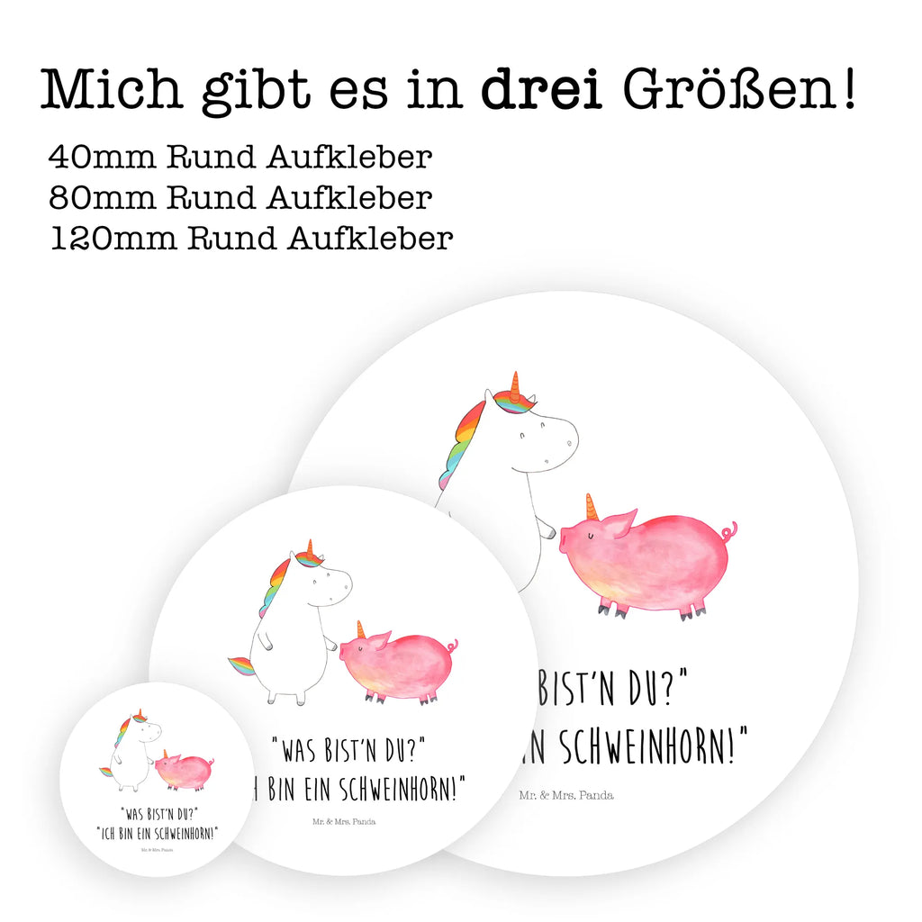 Rund Aufkleber Einhorn + Schweinhorn Sticker, Aufkleber, Etikett, Einhorn, Einhörner, Einhorn Deko, Pegasus, Unicorn, Freundschaft, Schweinhorn, Schwein, Freundin, Schweinchen