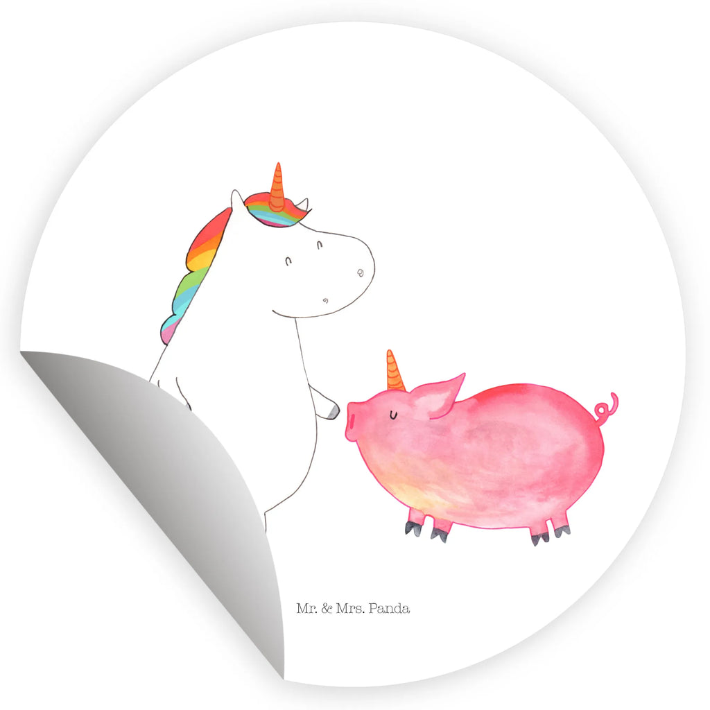 Rund Aufkleber Einhorn + Schweinhorn Sticker, Aufkleber, Etikett, Einhorn, Einhörner, Einhorn Deko, Pegasus, Unicorn, Freundschaft, Schweinhorn, Schwein, Freundin, Schweinchen