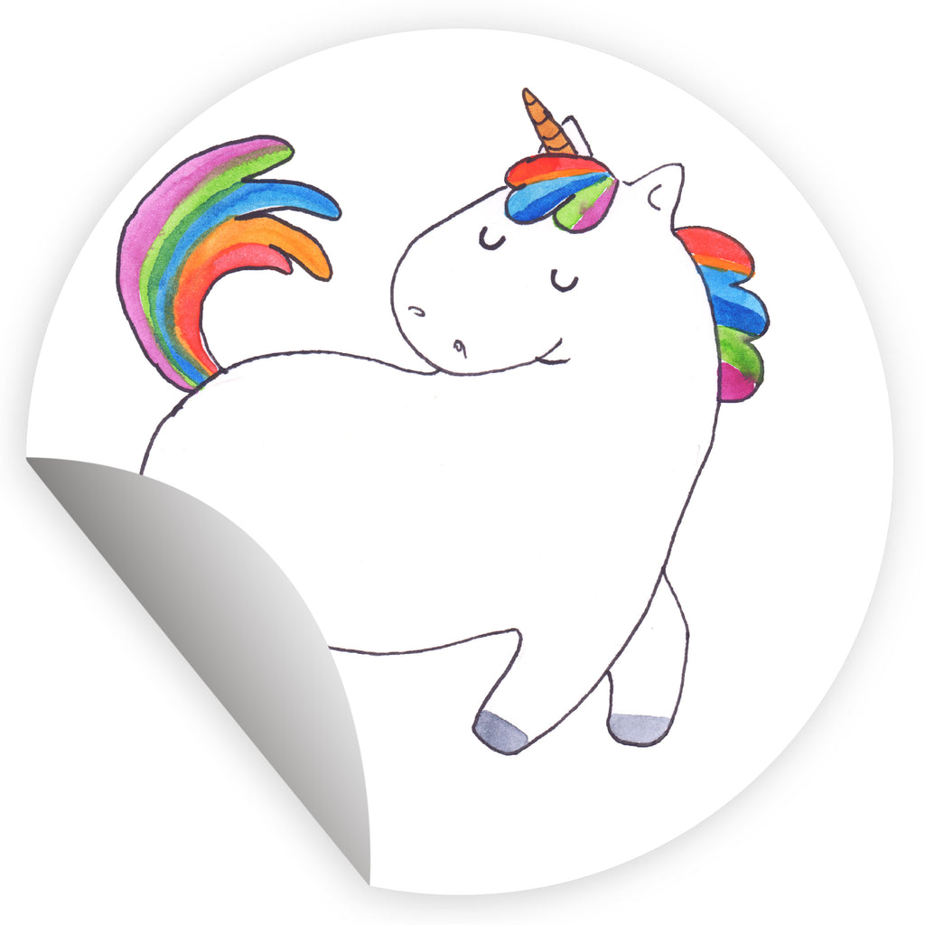 Rund Aufkleber Einhorn stolzierend Sticker, Aufkleber, Etikett, Einhorn, Einhörner, Einhorn Deko, Pegasus, Unicorn, stolz, anders, bunt, Pferd, Reiter, Reiten, Freundin, Geschenk