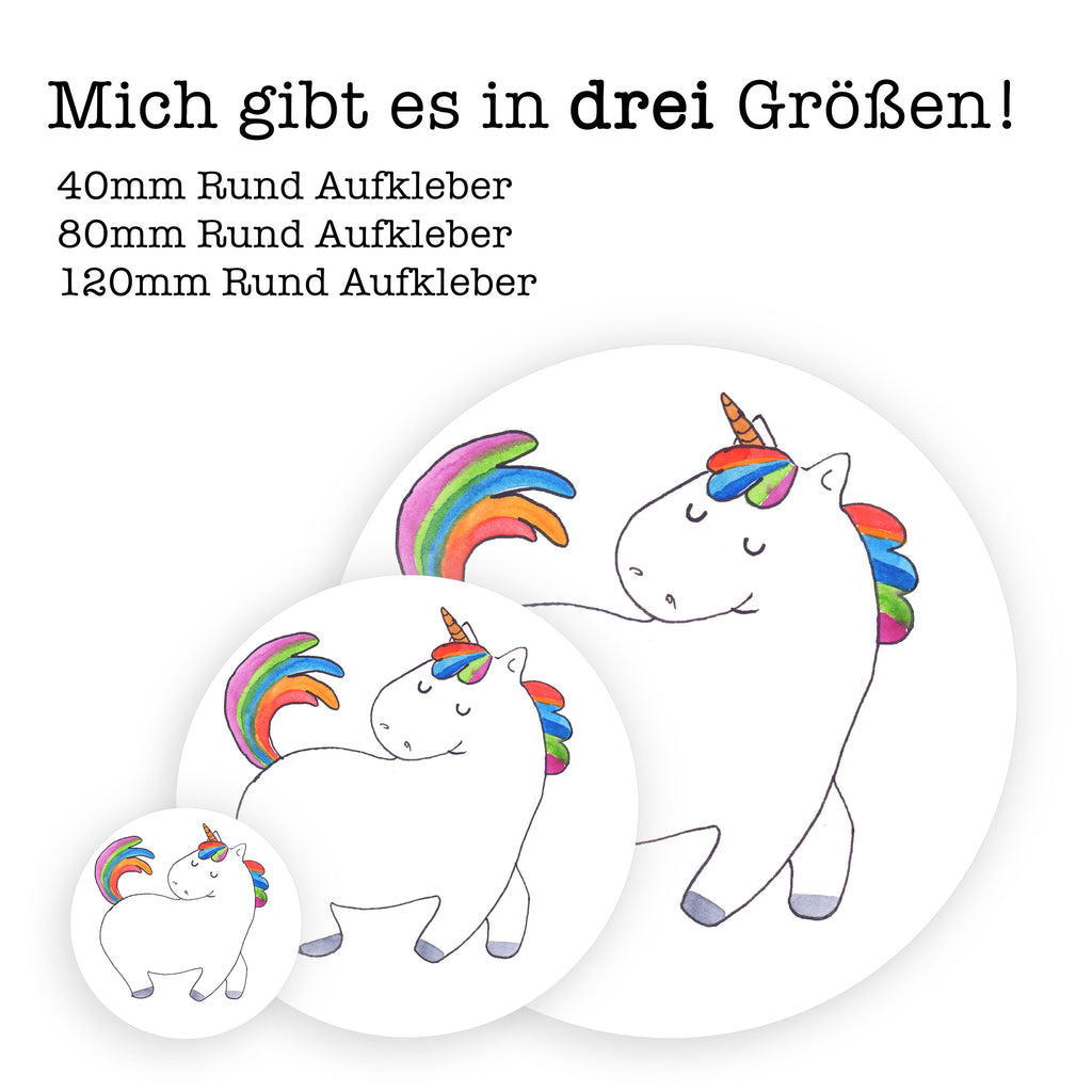 Rund Aufkleber Einhorn stolzierend Sticker, Aufkleber, Etikett, Einhorn, Einhörner, Einhorn Deko, Pegasus, Unicorn, stolz, anders, bunt, Pferd, Reiter, Reiten, Freundin, Geschenk