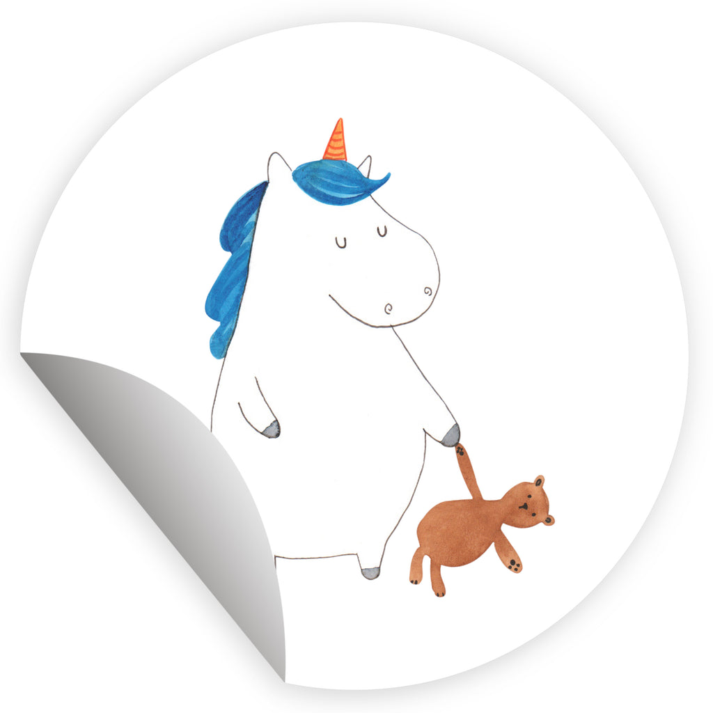 Rund Aufkleber Einhorn Teddy Sticker, Aufkleber, Etikett, Einhorn, Einhörner, Einhorn Deko, Pegasus, Unicorn, schlafen, gute Nacht, Single, Bett, Träumen, Freundin, Singleleben