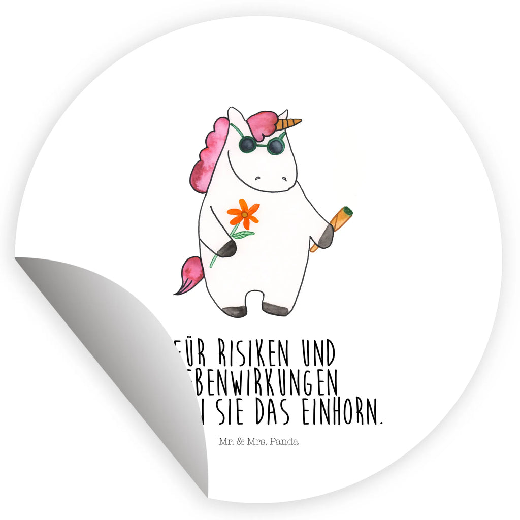 Rund Aufkleber Einhorn Woodstock Sticker, Aufkleber, Etikett, Einhorn, Einhörner, Einhorn Deko, Pegasus, Unicorn, Kiffen, Joint, Zigarette, Alkohol, Party, Spaß. lustig, witzig, Woodstock