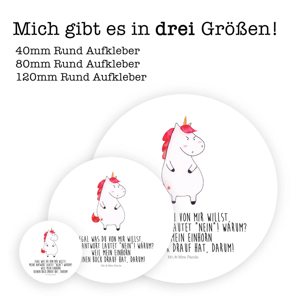 Rund Aufkleber Einhorn wütend Sticker, Aufkleber, Etikett, Einhorn, Einhörner, Einhorn Deko, Pegasus, Unicorn, Realität, Ansage, lustlos, nein, Büro, Arbeit, wütend, dumme Fragen, lustig, Spaß, Geschenk